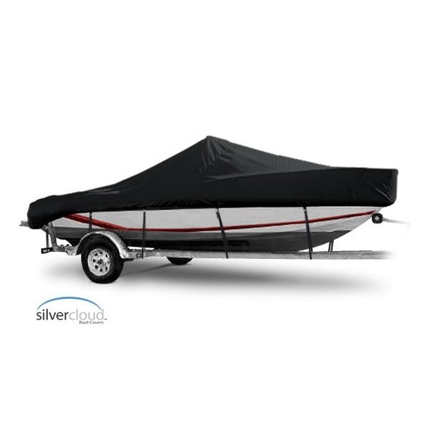 Eevelle Boat Cover BAY BOAT Rounded Bow, Outboard Fits 20ft 6in L up to 96in W Black SCCCBR2096B-BLK - main